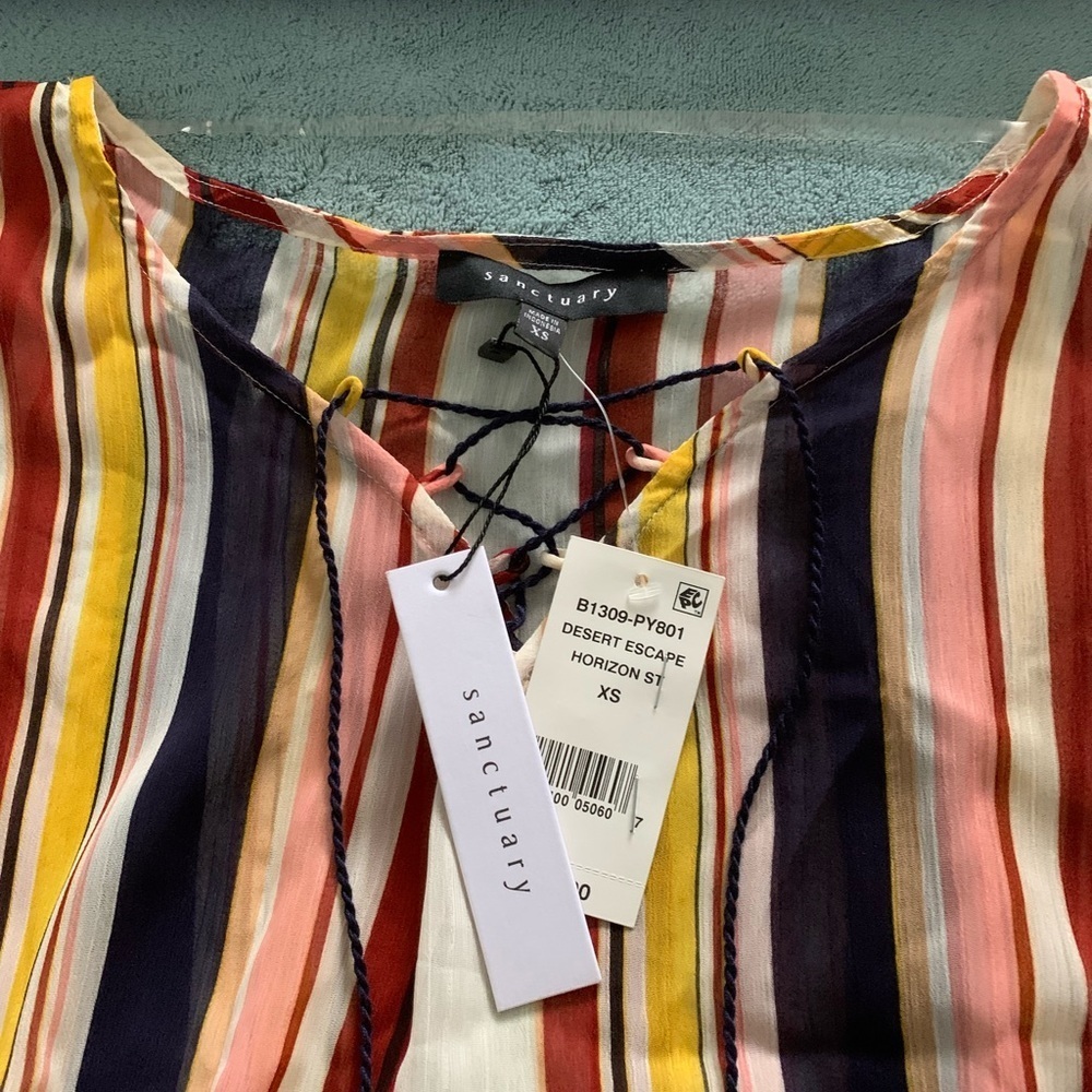 NWT Sanctuary “Desert Escape “ Striped Gauzy Blouse. - Picture 8 of 10